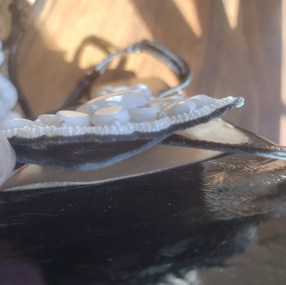 Tibi Black With White Stones Sandals Size 10 (Fit Like 9.5) - Picture 5 of 6